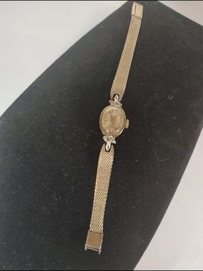 Vtg Elgin Ladies Watch Tested Works Swiss 6.25" Champion 10KT RGP Mesh Band